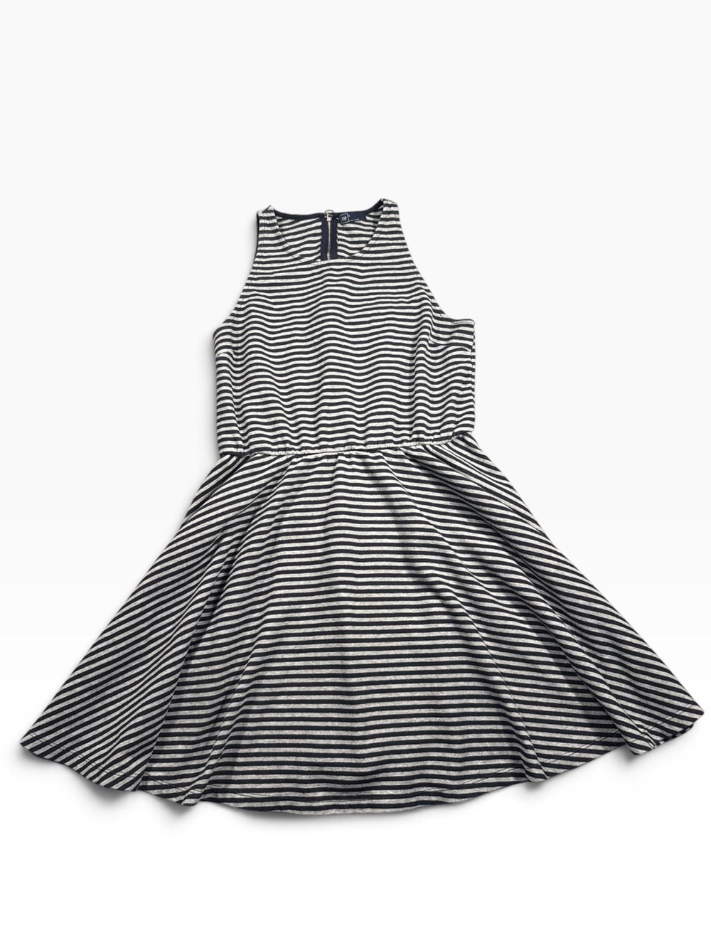 GAP Large Y2K Cotton Navy and White Striped Sleeveless Skater Dress